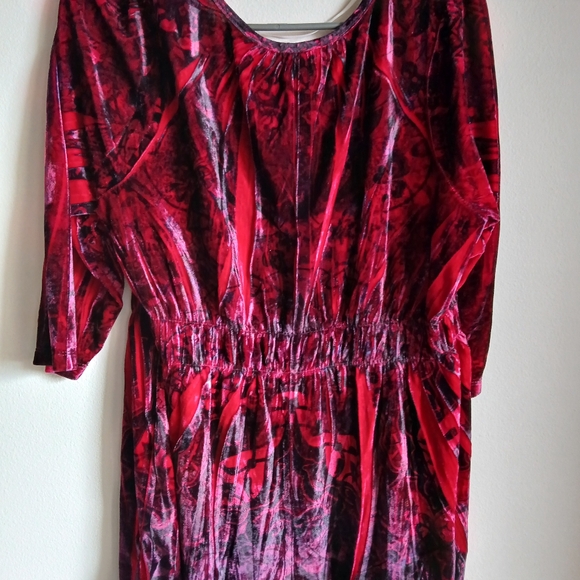 Apt.9 Velvet Baby Doll Style Tunic Shirt 1X Red Vampy Velour Y2K Grunge - Picture 9 of 11